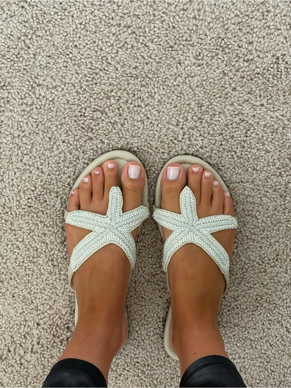 Ivory Beaded Starfish Cross-Strap Sandals - Women
